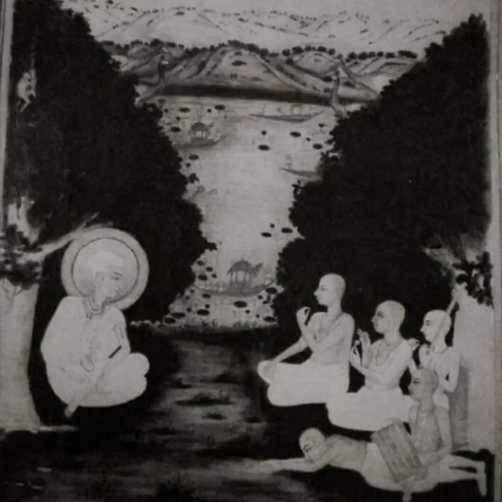 Shree Hit harivansh ji maharaj with shishyas